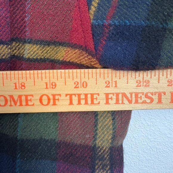 Talbots Womens Sm Plaid Wool Jacket Red Lined Blue Corduroy Collar Chore Rustic - Picture 7 of 7